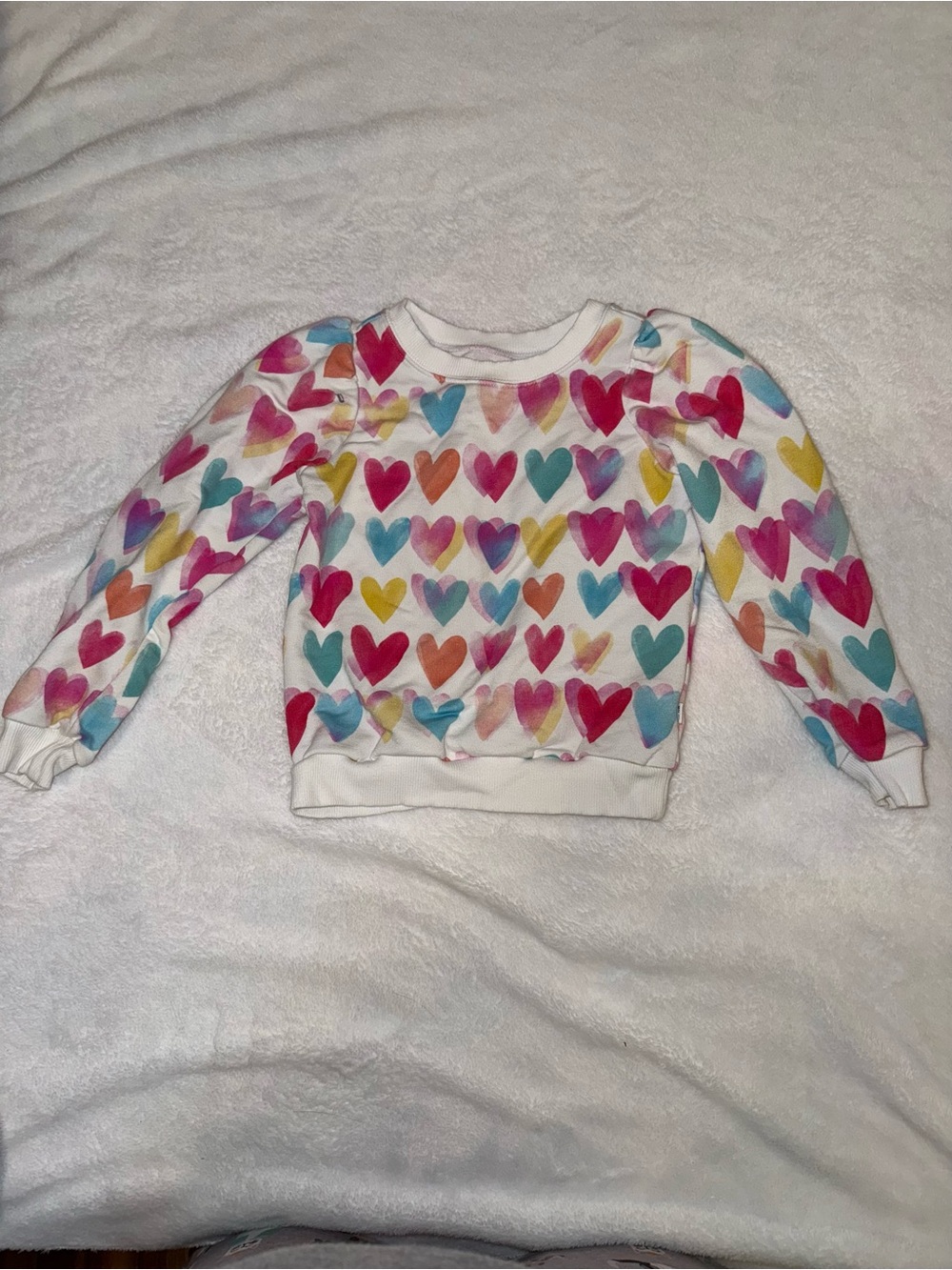 Little Sleepies White Sweatshirt with Multicolor Heart Print